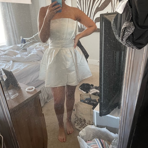 White Strapless Dress - Picture 3 of 4